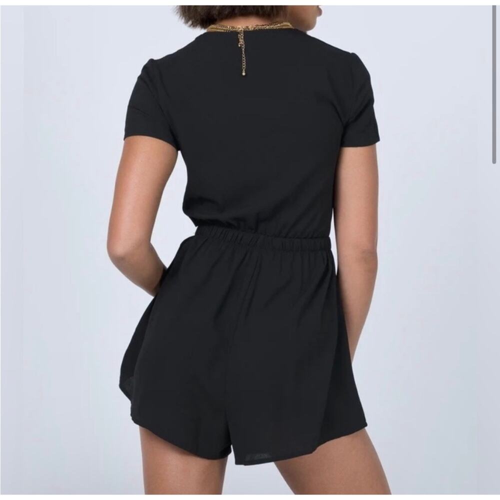 Princess Polly Romper Virgo Tie Front Cut Out Playsuit Black Size 4 - Picture 5 of 5